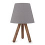 Opviq AYD-1965 Lámpara de Mesa Gris y Nogal, Madera de Haya y Tela de PVC, 22 x 33 cm